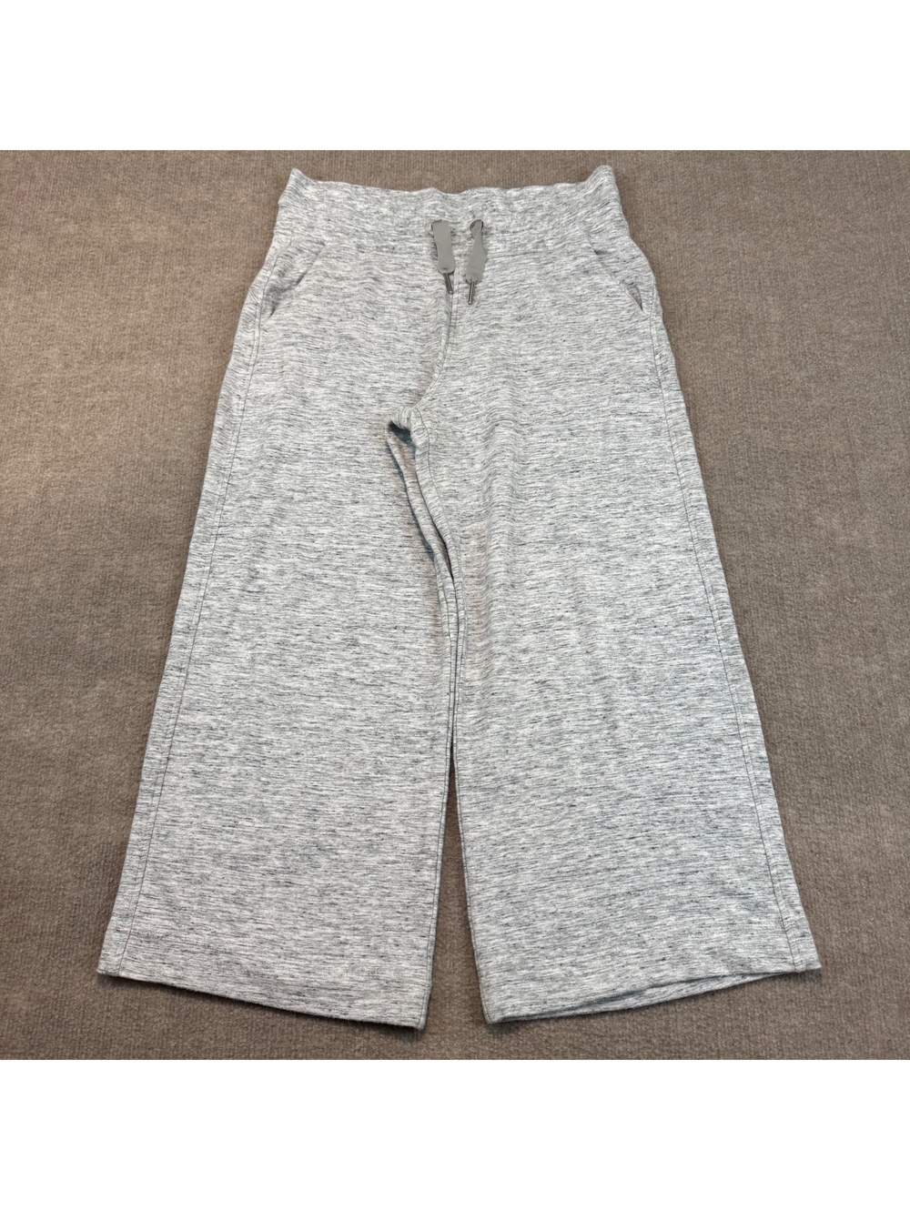 Athleta Balance Wide Leg Pants Cropped Gray Heather Drawstring Gym Size Medium
